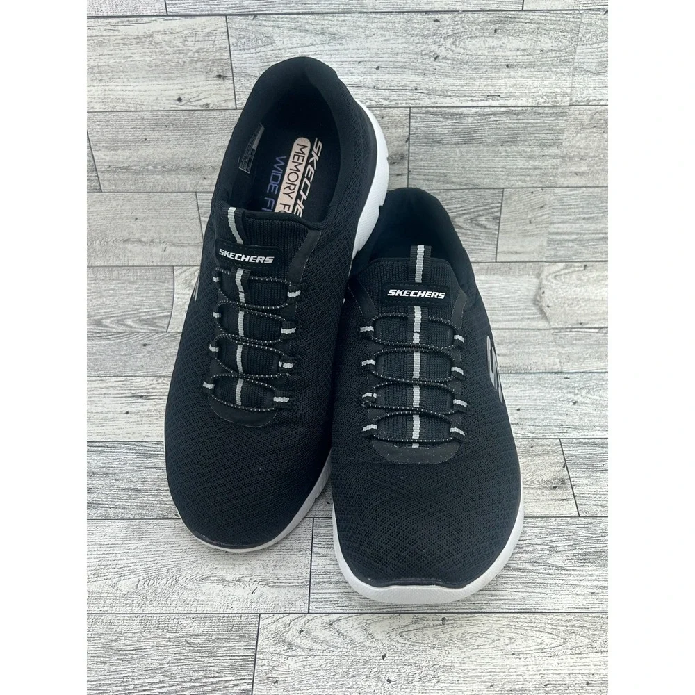 Skechers‎ Summits Quick Getaway Black White Wide Fit Sneakers 12980W Women Sz 8